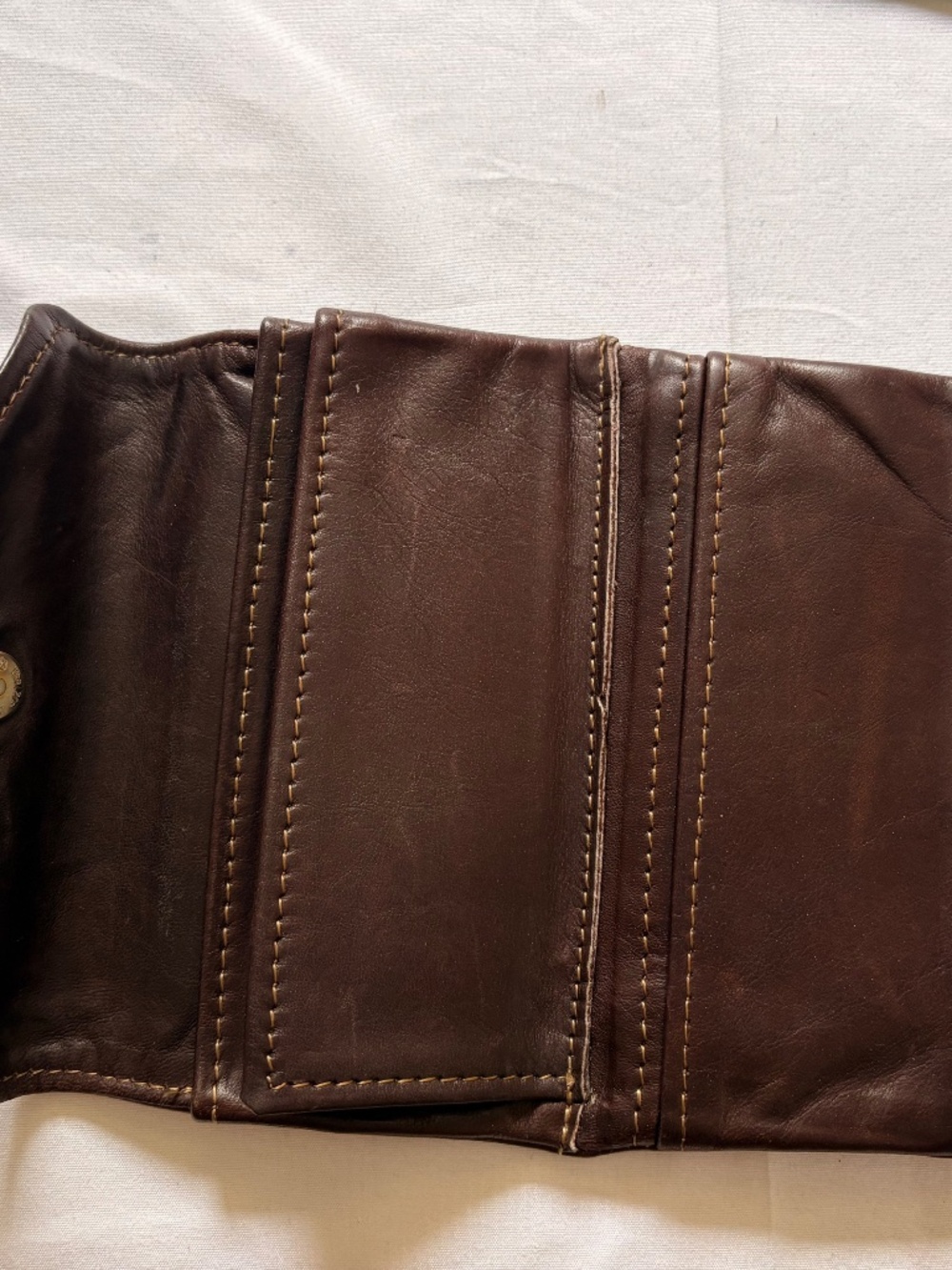 Vintage Towanny Genuine Brown Leather Wallet Pouch Trifold With Coin Pocket - Picture 4 of 13